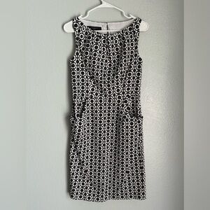 Nine West Cotton Black and White Floral Black and White Pockets Dress Size 10